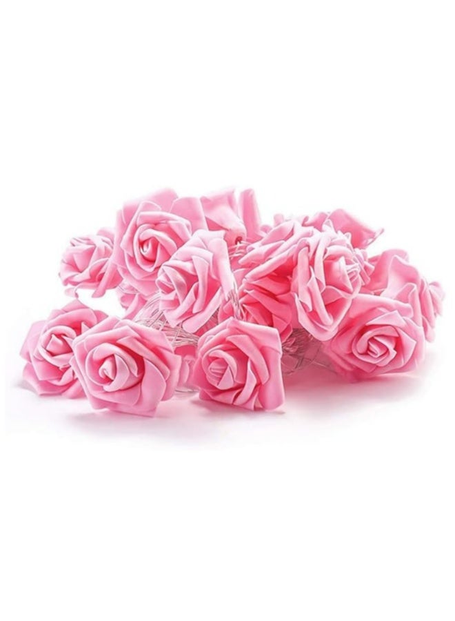 3M 20LED Battery Operated String Romantic Flower Rose Fairy Light LED Rose Flower String Lights Indoor Outdoor Decorations Large Rose Flower Diameter 6cm (Pink) - Image 3