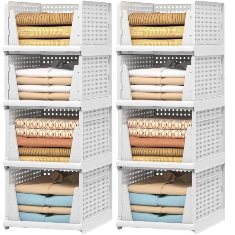 TAZLYN Closet Organizer for Wardrobe Organisers Storage Box for Clothes Plastic Organizer for Storage Shelf Organizer for Clothes almirah Organizer for Clothes Wardrobe Accessories Stackable Pack 8 - Image 1