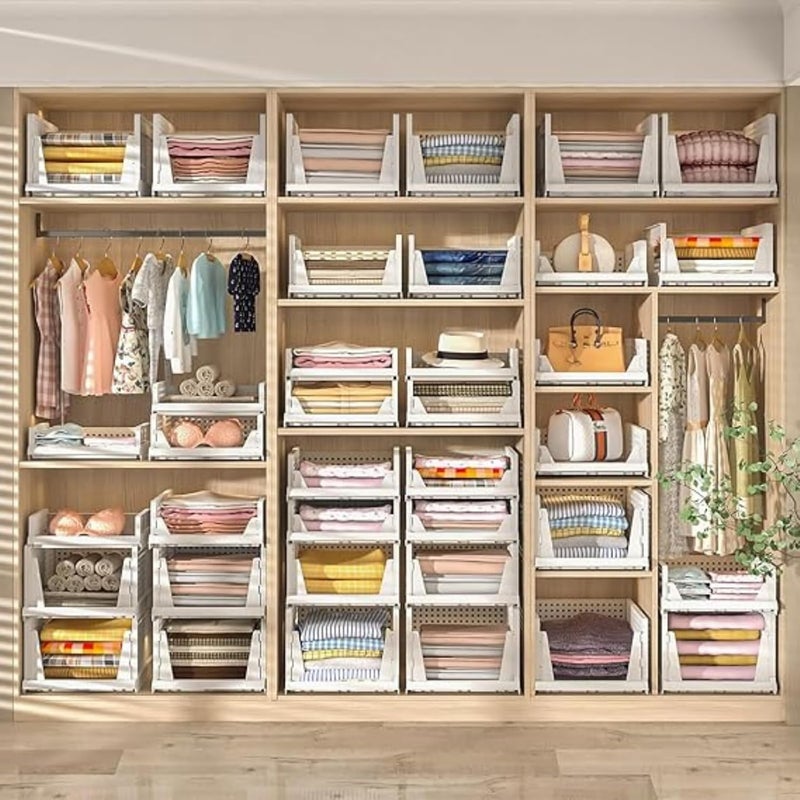 TAZLYN Closet Organizer for Wardrobe Organisers Storage Box for Clothes Plastic Organizer for Storage Shelf Organizer for Clothes almirah Organizer for Clothes Wardrobe Accessories Stackable Pack 8 - Image 3