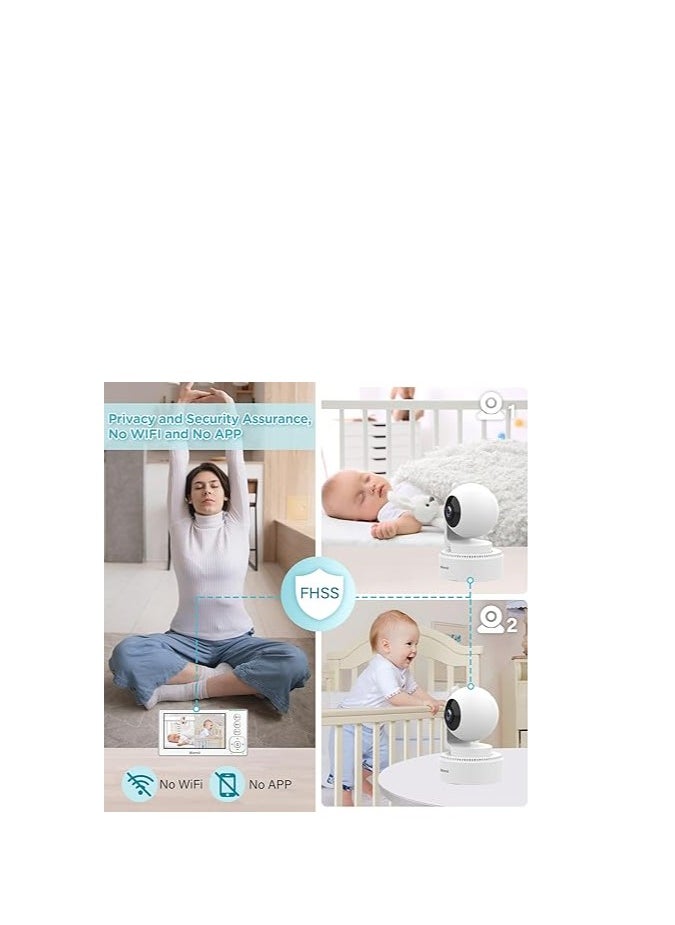 Blemil - Baby Monitor with 2 Cameras and Audio, 4.3'' IPS Split-Screen Monitor with 29-Hour Battery, 1000ft Range Pan-Tilt-Zoom Video Baby Monitor No WiFi, 2X Zoom - Image 1