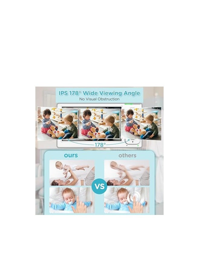 Blemil - Baby Monitor with 2 Cameras and Audio, 4.3'' IPS Split-Screen Monitor with 29-Hour Battery, 1000ft Range Pan-Tilt-Zoom Video Baby Monitor No WiFi, 2X Zoom - Image 1