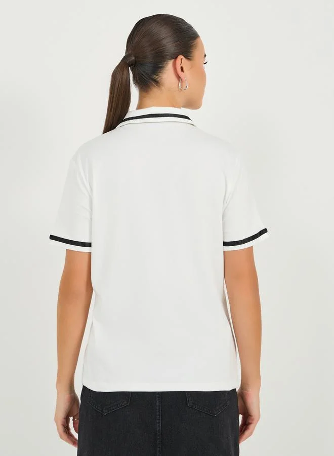 Styli Regular Fit Striped Trims Polo T-Shirt