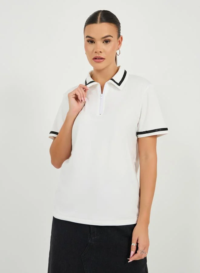 Styli Regular Fit Striped Trims Polo T-Shirt