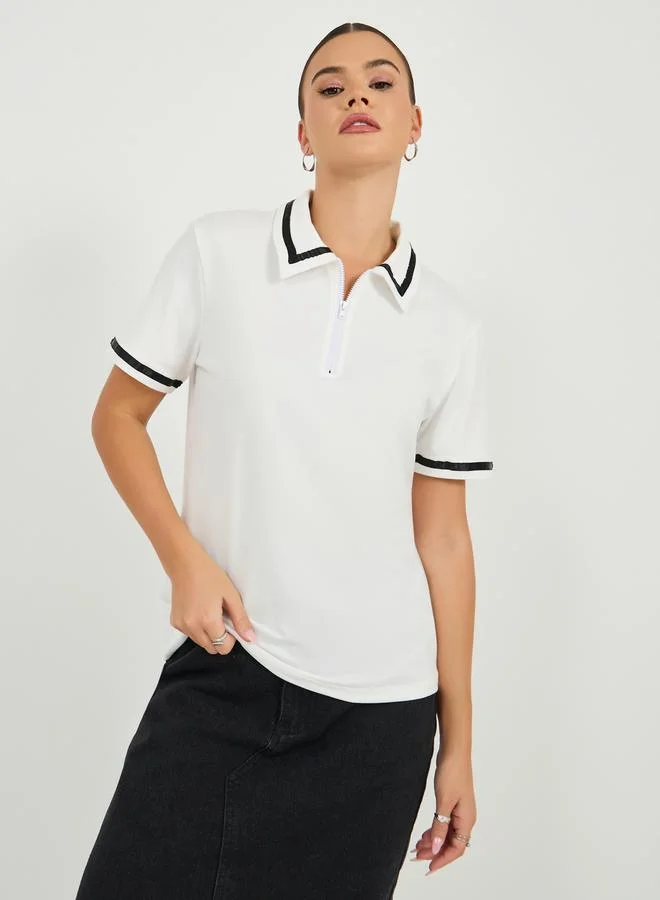 Styli Regular Fit Striped Trims Polo T-Shirt