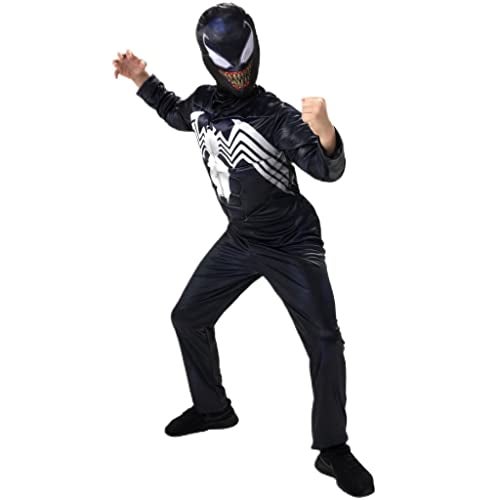 Jazwares VENOM Marvel Spider-Man Boys Halloween Cosplay Costume, Size JUNIOR/TEEN with Padded Jumpsuit and Fabric Mask - Image 1