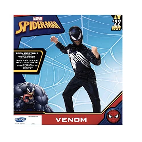 Jazwares VENOM Marvel Spider-Man Boys Halloween Cosplay Costume, Size JUNIOR/TEEN with Padded Jumpsuit and Fabric Mask - Image 4