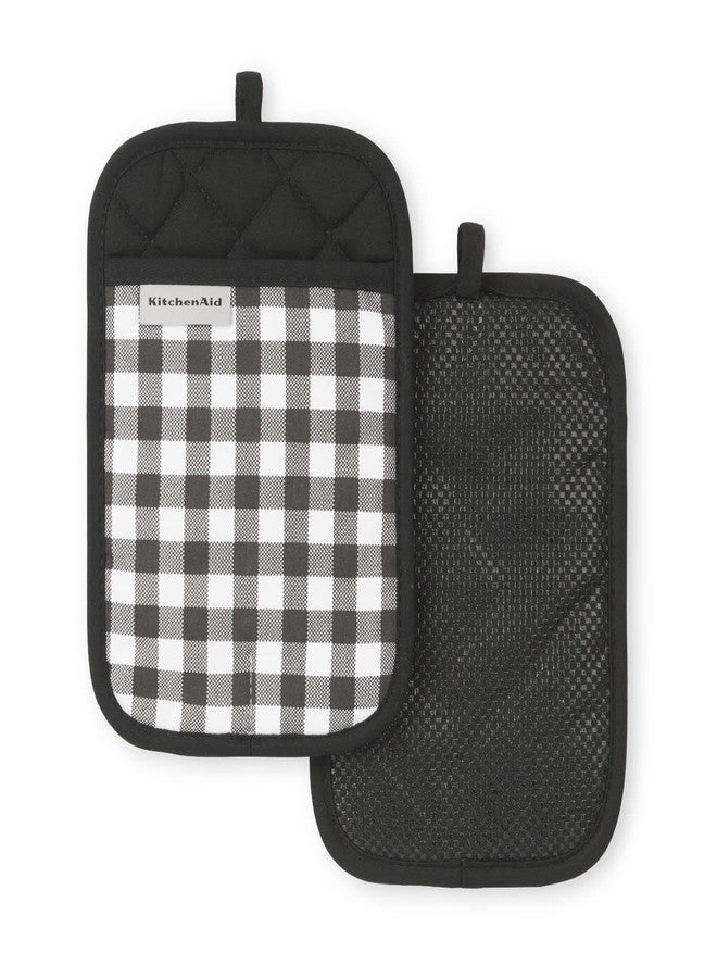 KITCHENAID Gingham Pot Holder 2-Pack Set, Matte Black, 7"x10" - Image 1