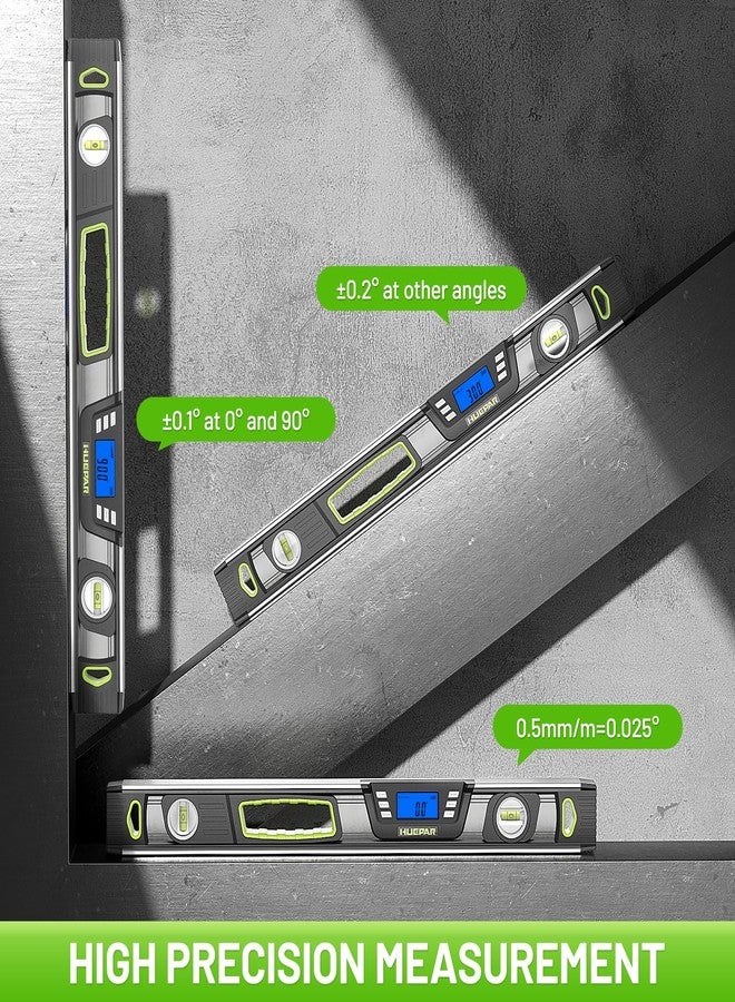 Huepar 24-Inch Digital Level, Professional Magnetic Electronic Torpedo Level with LCD Display, Audible Alerts, IP54 Dust/Waterproof, Angle Finder Tool with Carrying Case - Image 3