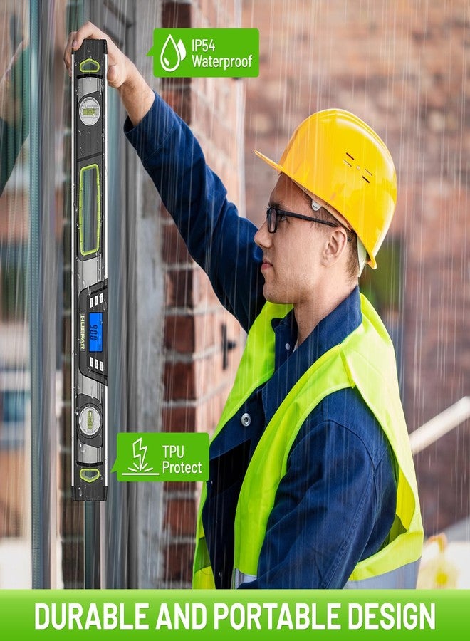 Huepar 24-Inch Digital Level, Professional Magnetic Electronic Torpedo Level with LCD Display, Audible Alerts, IP54 Dust/Waterproof, Angle Finder Tool with Carrying Case - Image 5