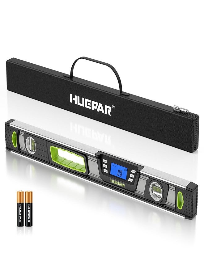 Huepar 24-Inch Digital Level, Professional Magnetic Electronic Torpedo Level with LCD Display, Audible Alerts, IP54 Dust/Waterproof, Angle Finder Tool with Carrying Case - Image 1