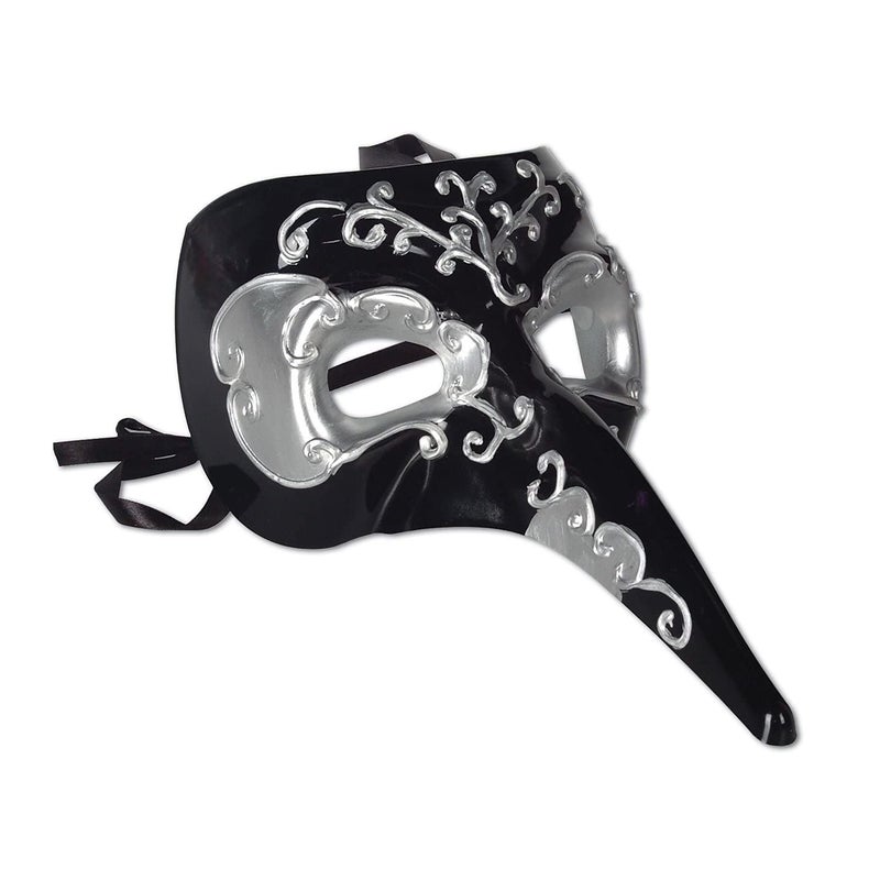 Beistle Black Silver Long Nose Mask 54207BKS