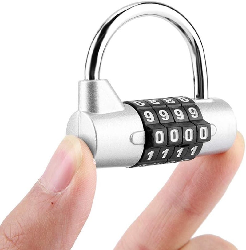 klarako 4 Digit Padlock, zinc Alloy Code Combination Padlock, Prevent Rust Gym Locker, Security Password Lock for Gym, School, Employee Locker Travel Suitcase(Silver) - Image 3