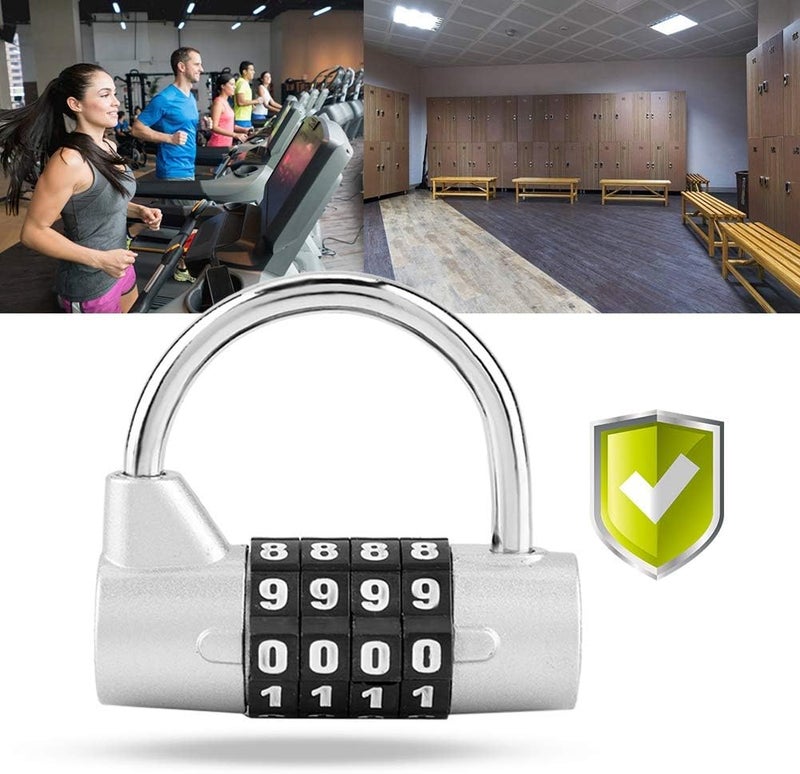 klarako 4 Digit Padlock, zinc Alloy Code Combination Padlock, Prevent Rust Gym Locker, Security Password Lock for Gym, School, Employee Locker Travel Suitcase(Silver) - Image 4