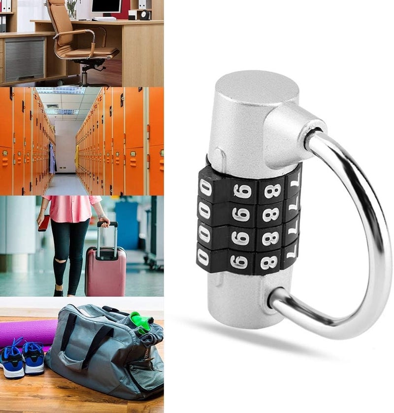 klarako 4 Digit Padlock, zinc Alloy Code Combination Padlock, Prevent Rust Gym Locker, Security Password Lock for Gym, School, Employee Locker Travel Suitcase(Silver) - Image 5