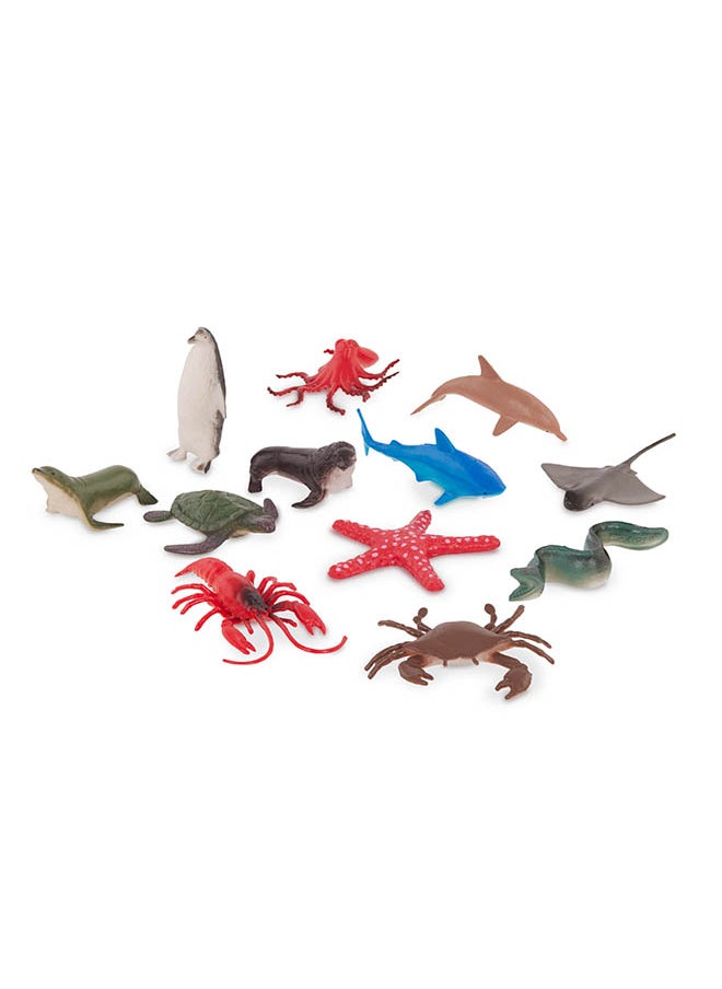 Terra by Battat - 60 pcs Sea Animal Figurines Container, Plastic Mini Sea Animal Toys - Sharks, Dolphins, Penguins, Turtles, Crabs, Starfish & More for Kids and Toddlers 3 Years+ - Image 1