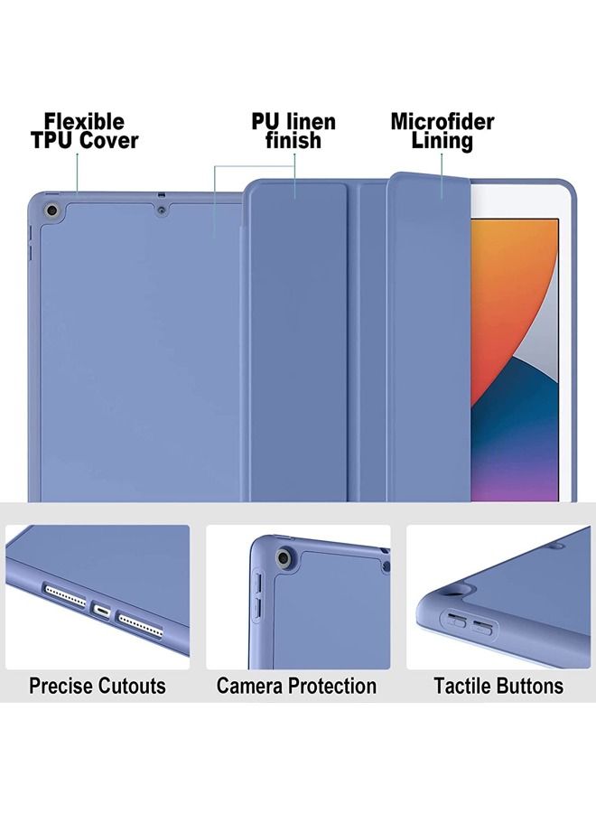 روك بو آي باد 9 / 8 / 7 ( 2021 / 2020 / 2019 ) آي باد 10.2 بوصة مع حامل القلم ( النوم / الاستيقاظ ) الترا رقيقة لينة تبو مرة أخرى ذكية المغناطيسي حامل غطاء الخزامى - Image 3