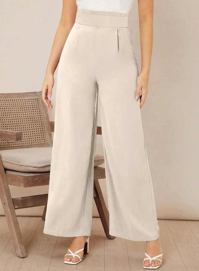 Take Two Off White High Rise Wide Leg Trousers