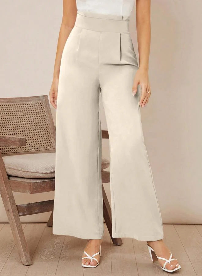 Take Two Off White High Rise Wide Leg Trousers