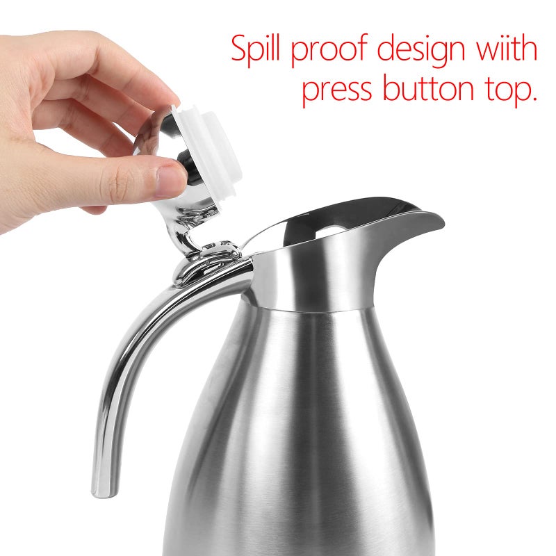 CABAX 34 oz Food-grade Stainless Steel Thermal Carafe/Double Walled Vacuum Insulated Coffee Pot with Press Button Top, 12+ Hrs Heat&Cold Retention for Coffee,Tea,Beverage etc (1.0L) - Image 5