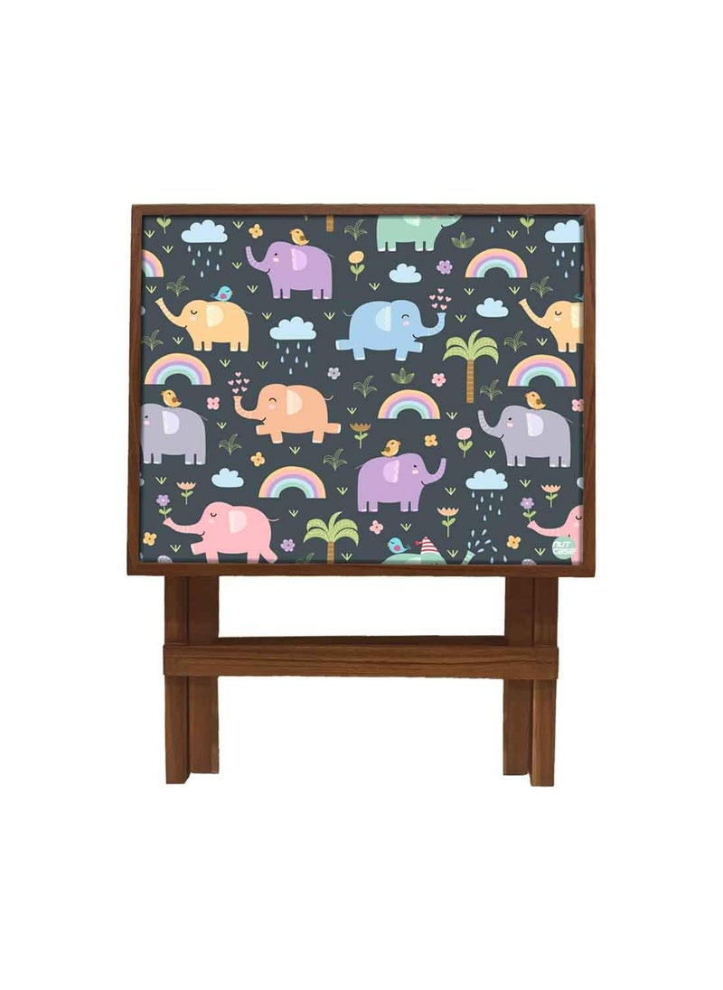 Nutcase Nutcase Designer Teak Wood Side Table Folding Wooden Bedside Kids Baby Nursery Furniture Fun and Games Cute Elephants  - Image 5