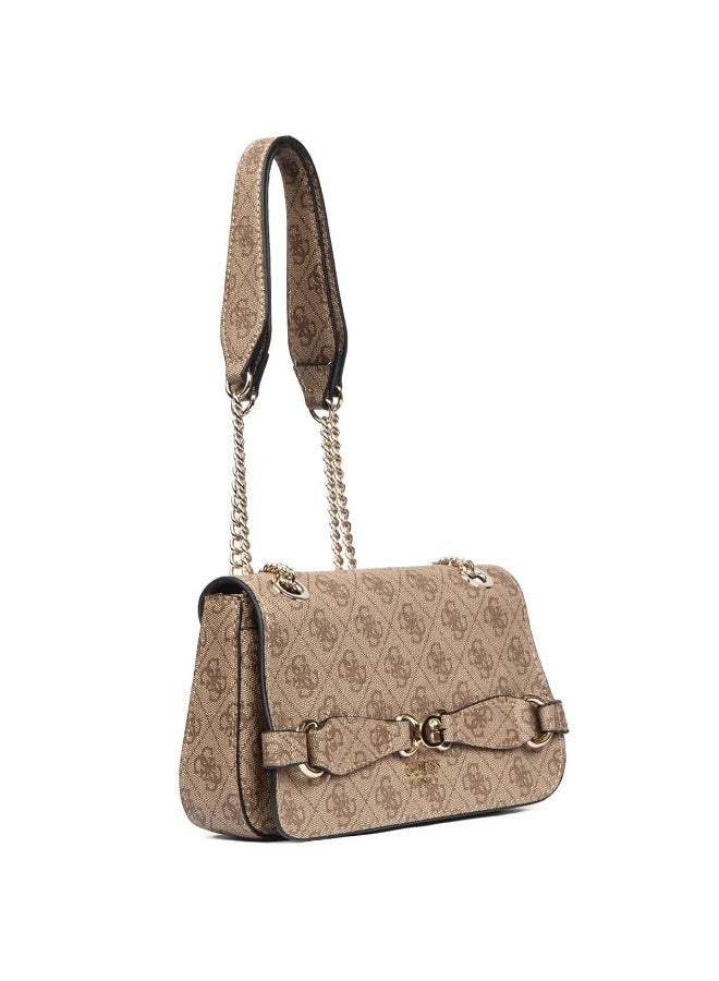 GUESS Beige Women Shoulder Bag – Elegant Printed Leather Envelope Flap Bag - Image 2
