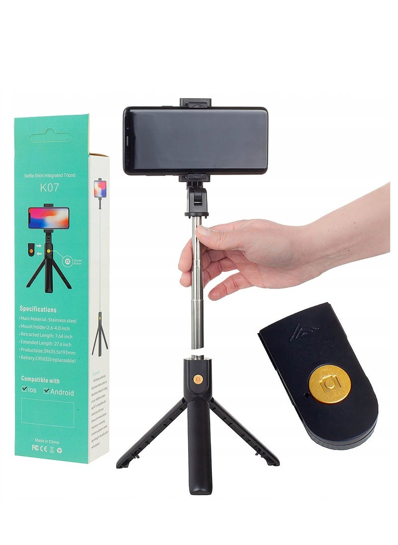 Generic - 5-Section Extendable Mini Selfie Stick/Tripod Stand With Remote - Image 1