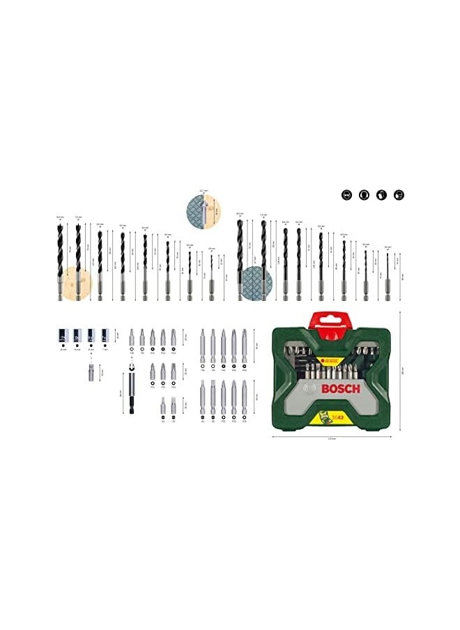 BOSCH 2607019613 Hex Drill Bit X-Line Set, 43 Pieces  - Image 3