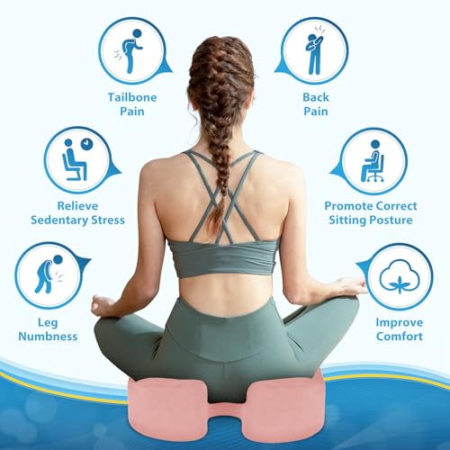 BlissTrends Seat CushionThick Memory Foam Cushions for Office Chair Car Seat Airplane Relieving Pressure Tailbone Sciatica Back Pain for Long Sitting Office Workers Car Drivers 47in Thick Pink - Image 3
