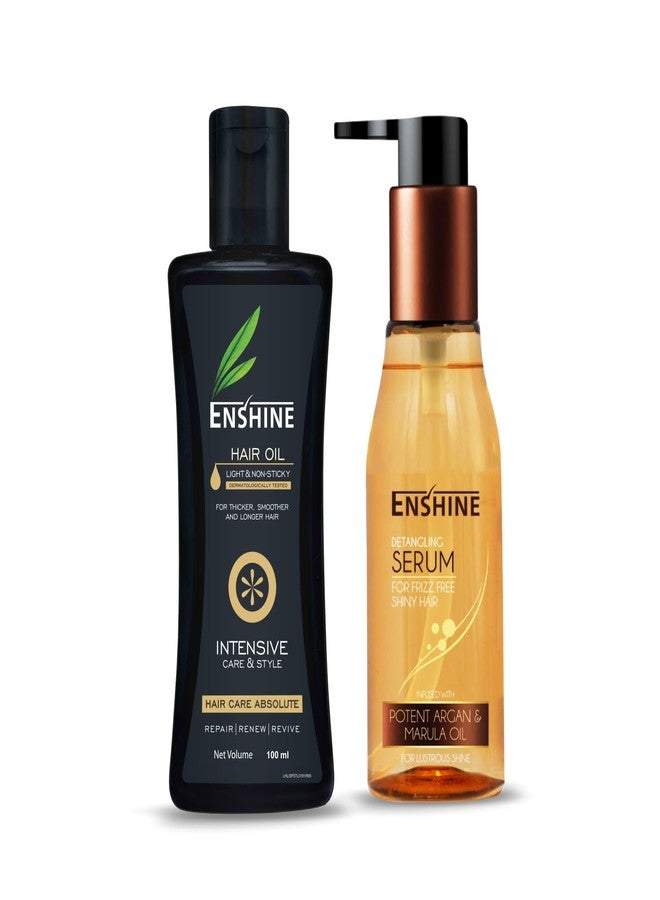 Enshine Hair Care Combo Gift Kit - Hair Oil (100ml) & Serum (110ml) | Promotes Growth & Controls Fall | Frizz-Free & Non-Sticky | For Men & Women - Image 1