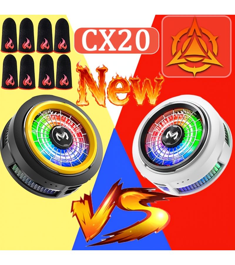 ELTRAZONE 2026 New MeMo CX20 Gaming Phone Cooler with RGB Light Semiconductor Cooling System USB Wired Extended Use White 4 Pair Finger Covers No Battery - Image 1