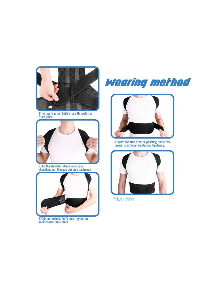 AS SEEN ON TV - Adjustable Upper Back Brace Neck Back and Shoulder Pain Relief Posture Corrector Pain Relief Support XL - Image 1