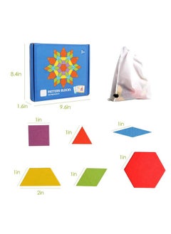 kizh Wooden Pattern Blocks Set 155 Pcs Geometric Shape Puzzle Kindergarten Tangram Brain Teasers Early Educational Montessori For Kids Ages 3-8 With 24 Pcs Design Cards  - Image 3