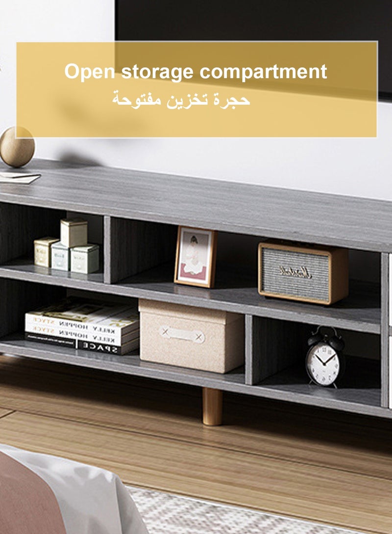 Sharpdo Modern TV Stand for 50" TV with 2 Drawers (140x30x38cm), Premium Wood Construction & Open Storage, Scandinavian Design - Image 4