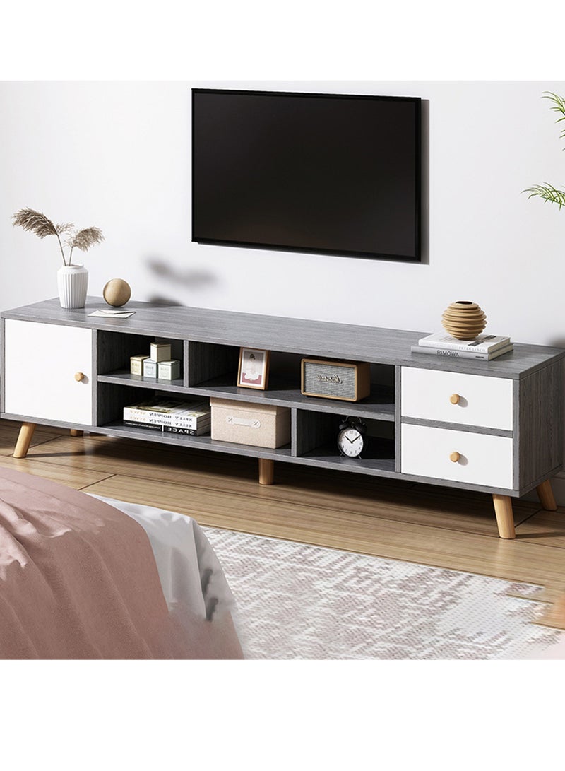 Sharpdo Modern TV Stand for 50" TV with 2 Drawers (140x30x38cm), Premium Wood Construction & Open Storage, Scandinavian Design - Image 3