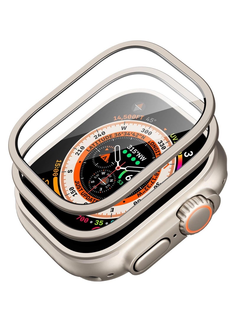 Denx Screen Protector Apple Watch Ultra 2/1 (2023/2022, 49 mm), Tempered Glass Protector with Stainless-Steel Frame, Keep Original, (Titanium) - Image 1