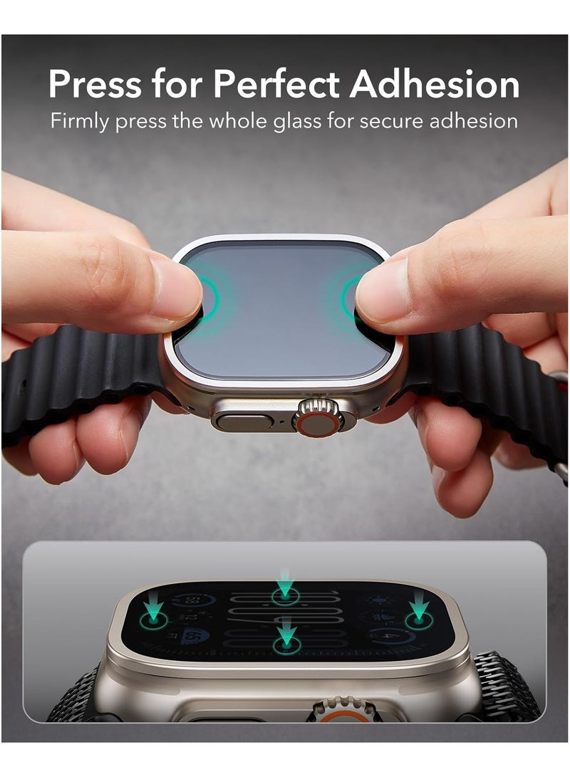 Denx Screen Protector Apple Watch Ultra 2/1 (2023/2022, 49 mm), Tempered Glass Protector with Stainless-Steel Frame, Keep Original, (Titanium) - Image 3