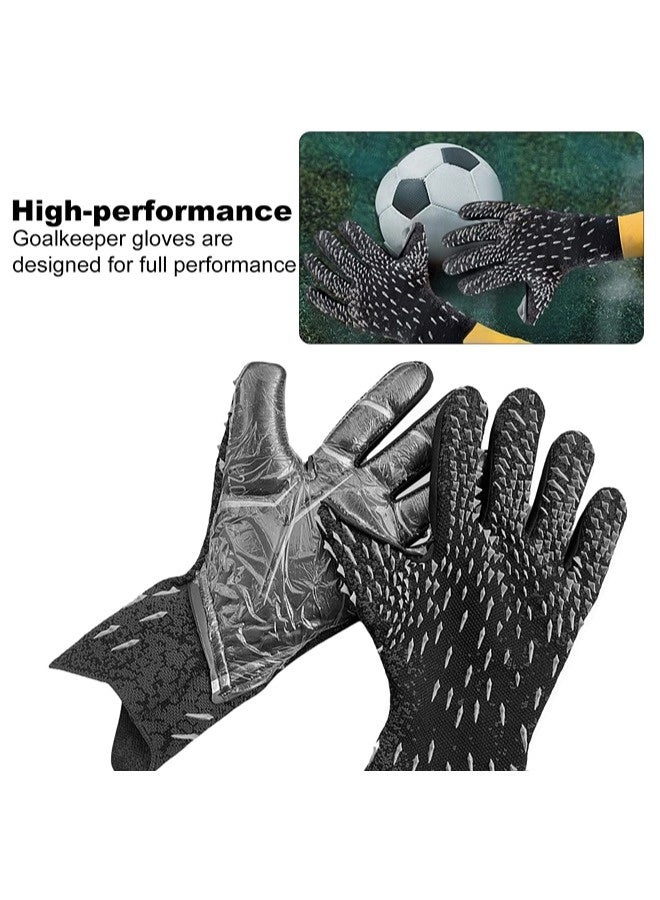 شيبشيب قفازات حارس مرمى كرة القدم بتصميم محبوك غير خانق قفازات تدريب حارس المرمى بقبضة قوية مضادة للانزلاق وقابلة للتنفس للشباب والبالغين - Image 2