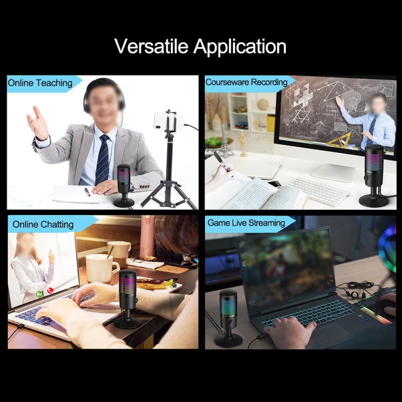 TAKSTAR USB Digital Microphone with Professional Sound Card Plug Play Compatible with iOS Android Windows - OTG Lossless Recording Condenser Capsule Cardioid Pickup Mute Monitor Noise Reduction RGB Light Comp - Image 2