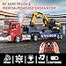 Fistone RC SemiTrailer Truck Friction Powered Excavator Toy Set 124 Scale with Sound and Lights 6 CH Remote Control Flatbed Truck and InertiaPowered Excavator Toys for Kids BoysRed - Image 4