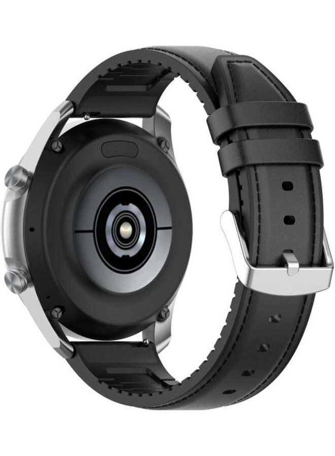 NIBEMINENT Silicone Leather Replacement Strap Watchband for Samsung Galaxy Watch 3 45mm Black - Image 5