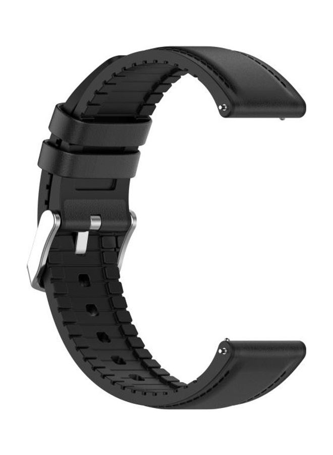 NIBEMINENT Silicone Leather Replacement Strap Watchband for Samsung Galaxy Watch 3 45mm Black - Image 2