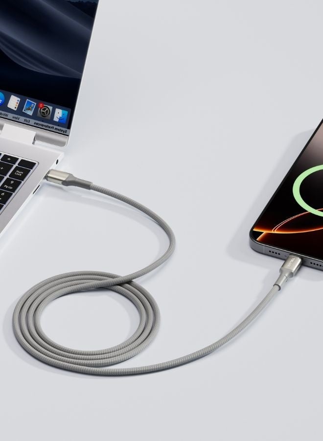 TELUX FLEXIX USB-C to USB-C Braided Cable 1m, 60W PD Fast Charging, Laptop Compatible, Wear-Resistant Nylon Braid, 10000+ Bend Lifespan, 480Mbps Data Transfer, Titanium - Image 4