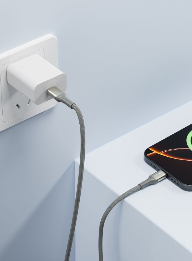 TELUX FLEXIX USB-C to USB-C Braided Cable 1m, 60W PD Fast Charging, Laptop Compatible, Wear-Resistant Nylon Braid, 10000+ Bend Lifespan, 480Mbps Data Transfer, Titanium - Image 5