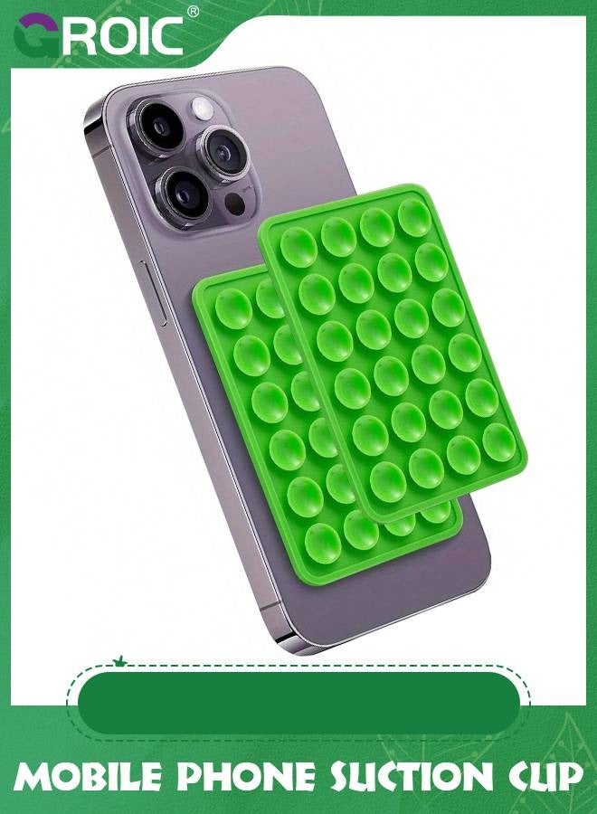 GROIC 5 Sets Suction Phone Case Green Mount, Silicon Adhesive Phone Accessory for iPhone and Android, Hands-Free Fidget Toy Mirror Shower Phone Holder, Tiktok Videos and Selfies 