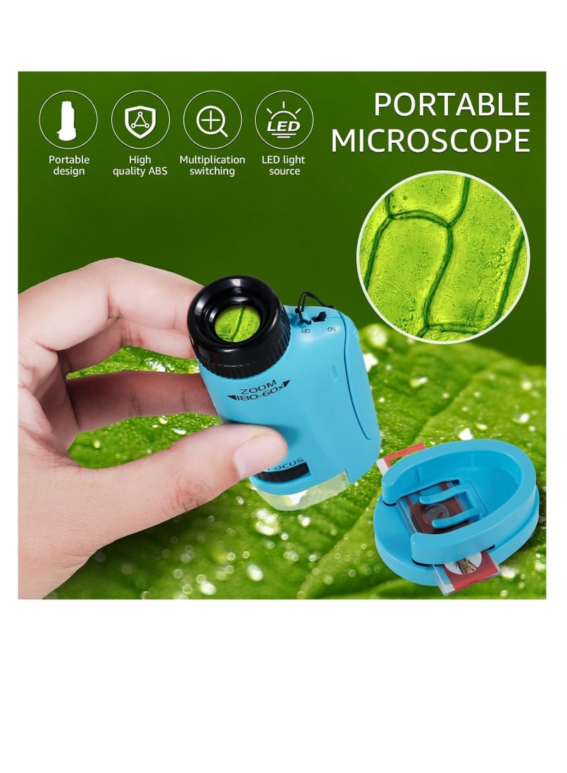 Excefore Portable Microscope for Kids, Handheld Miniscope for Kids, Mini Labsters Portable Microscope for Kids Ages 8-12, Pocket Microscope 60x-180x, for STEM Educational Toy, Scientific Experiment - Image 2
