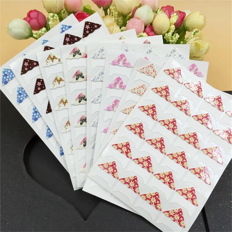 Photo Corners Self Adhesive 10Sheets Corner Stickers DIY Vintage Kraft Paper Frame Scrapbook Self-Adhesive Photo Sticker(Red) - Image 4
