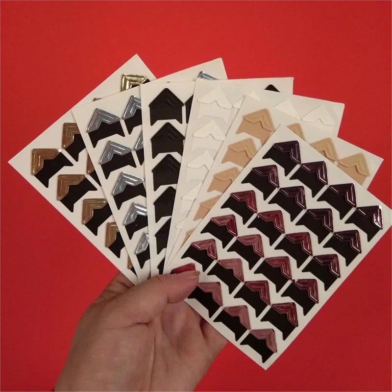 Photo Corners Self Adhesive 10Sheets Corner Stickers DIY Vintage Kraft Paper Frame Scrapbook Self-Adhesive Photo Sticker(Red) - Image 2