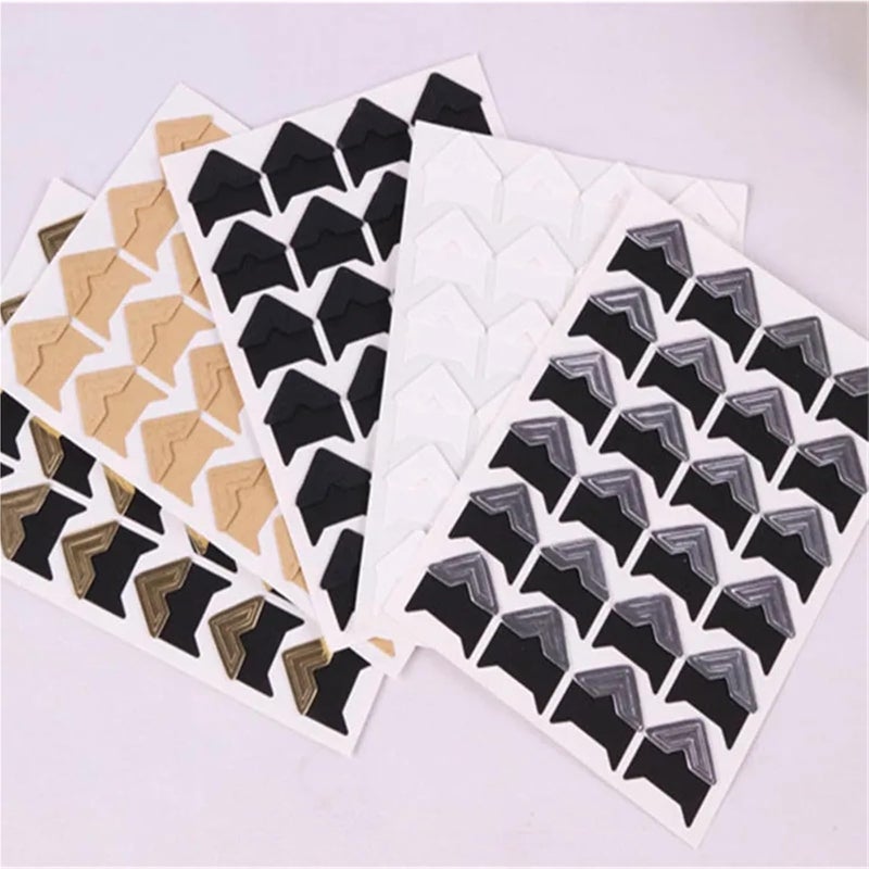 Photo Corners Self Adhesive 10Sheets Corner Stickers DIY Vintage Kraft Paper Frame Scrapbook Self-Adhesive Photo Sticker(Red) - Image 3