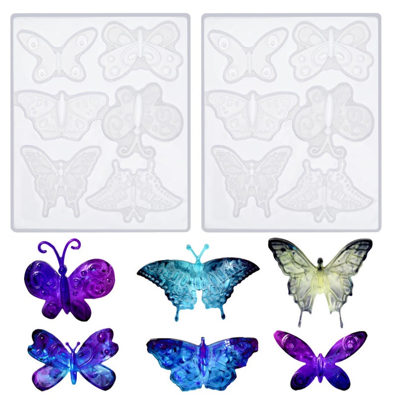 Molain 2 Pack 3D Butterfly Silicone Mold for Epoxy Resin 6 Styles Jewelry Pendant Mold for Keychain Earring Necklace Brooch Crafts DIY Gifts - Image 3