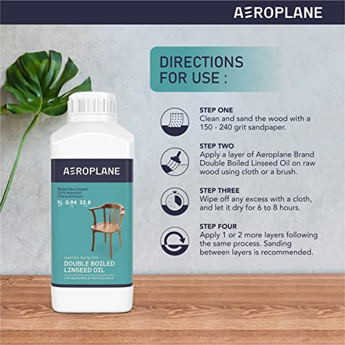 AEROPLANE - Double Boiled Linseed Oil - Used for Wood Finishing & Restoration, Sports Equipment, Wall Base Coat & Putty, Tools & Hardware - Natural Wood Varnish (500 ML) - Image 4